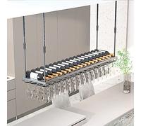 Support mural en fer forgé pour verres à vin, support mural pour bouteille, étagère de plafond pour cuisine/bar/vitrine, 60 cm x 30 cm