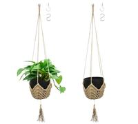Support Mural en macramé pour Plantes à Suspendre 2pcs de 99,1 cm Suspension Murale en macramé Cintre pour Plantes en Corde de Chanvre Robuste avec Crochets Support de Plante réutilisable pour Fleurs