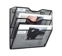 Support mural en métal à 3 niveaux - Boîte de rangement - Séparateur de fichiers - Étagère murale - Pour bureau, cabine, salle de classe, porte d'enseignant, salle de bain