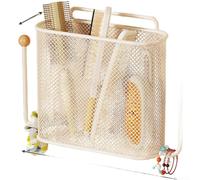 Support mural en métal pour salle de bain pour brosse à dents, dentifrice, peigne et petits accessoires, support sans perçage (blanc)