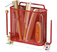 Support mural en métal pour salle de bain pour brosse à dents, dentifrice, peigne et petits accessoires, support sans perçage (rouge)