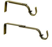 Support mural extensible et réglable pour barre de rideaux, Ø 19 mm, longueur 125-170 mm, couleur laiton antique, (1 lot de 2 supports de tringles)