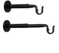 Support mural extensible et réglable pour barre de rideaux, ø 19 mm, longueur 18-25 cm, couleur noir, (1 lot de 2 supports de tringles)