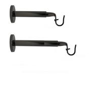 Support mural extensible et réglable pour barre de rideaux, ø 19 mm, longueur 18-25 cm, couleur noir miroir, (1 lot de 2 supports de tringles)