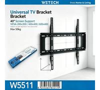 Support mural fixe pour téléviseur WETECH W5511 pour téléviseurs à écran plat de 40 à 80 pouces, charge maximale 50 kg, VESA 200x200 400x200 300x300 400x400 600x400 mm, support mural robuste pour W551