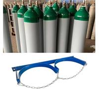 Support mural for cylindre en acier bleu avec chaîne de sécurité réglable for la fixation du cylindre(25.6x7.9 in-2 Bottles)