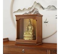Support Mural For Statue De Bouddha,Sanctuaire De Table Guanyin Avec Étagère Coulissante Extensible,Pouvant Accueillir Des Objets Rituels Et Des Offrandes Bouddhistes(Walnut,S)