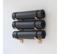 Support mural for tapis de yoga, support for rouleau en mousse en bois, gain de place for salle de sport, école ou bureau(3 layer 55cm)