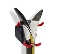 Support mural horizontal pour skis et bâtons de ski, rangement de garage avec cadre en métal et crochets rembourrés, crochets muraux de qualité supérieure pour l'intérieur et l'extérieur (petite