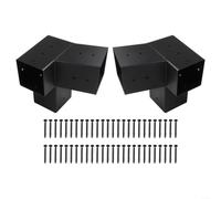 Support mural incliné pour pergola de toit en bois de 10 x 10 cm - Connecteur d'angle en acier résistant à la rouille pour porche tonnelle Fixation de poutres de toit Cadre en bois extérieur Noir