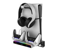 Support Mural pour PS5/PS5 Slim/PS5 Pro, Chargeur de Manette RVB 15 modes