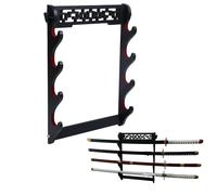 Support mural Katana pour siège d'épée - 4 niveaux Samurai Sword Holder baguette magique et Katayama tanto tenture murale Sword Holder affichage