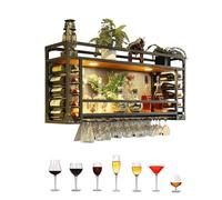 Support mural moderne en métal porte-vin avec lumière LED et pendentif Stemware suspendu affichage de boisson support de rangement pour bar de cuisine et salle à manger