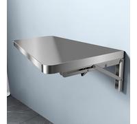 Support mural pliant en acier inoxydable 304, table de cuisine pliant murale, étagère de rangement métallique à coins arrondis. Adaptable à la buanderie et la salle à manger.(90x30cm/35.4x11.8in)