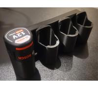 Support Mural pour 4 Batteries 12V compatible avec Bosch, Rangement Atelier Porte Batteries Outil, Noir