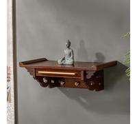 Support mural pour autel de Bouddha, table de prière en bois avec plateau télescopique, table d'offrandes de prière, étagère murale pour autel et offrandes d'encens(40CM)