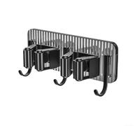 Support mural pour balai à franges avec clip et crochet pour organisateur de placard de salle de bain, maintient un rangement soigné pour balais, serpillères et outils ménagers (gris, double)
