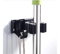 Support mural pour balai et serpillère - Organiseur de rangement pour outils peu encombrant Noir 37,5 x 3,5 cm pour la maison et le garage