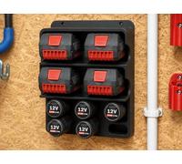 Support Mural pour Batteries compatible avec Bosch 12V & 18V, Organisateur de Rangement, 4 x 18V + 6 x 12V, pour Atelier et Garage