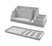 Support mural pour brosse à dents avec base de drainage en silicone (gris)