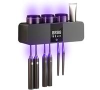 Support mural pour brosse à dents électrique, désinfectant et support avec lumière UV et distributeur de dentifrice à lumière UV et 3 tasses Smart Clean Organiseur de brosses à dents pour salle de