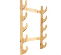 Support mural pour canne à pêche en bois naturel vertical ou horizontal pour canne à pêche et moulée, solution de rangement pour garage (5 niveaux)