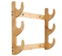 Support mural pour canne à pêche en bois naturel vertical ou horizontal pour canne à pêche et moulée, solution de rangement pour garage (3 étages)
