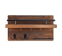 Support mural pour clés - Étagère rétro en bois, organiseur à crochet flottant, construction robuste en bois massif | Solution de rangement pour entrée, manteau, courrier, chapeau, sac à dos