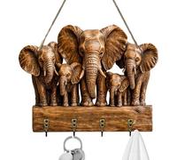Support mural pour clés - Porte-clé éléphant en bois avec crochets pour serviette pour décoration d'entrée | Organiseur peu encombrant pour manteau, veste, chapeau, sac, parapluie, idéal pour