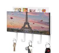 Support mural pour courrier - Motif Tour Eiffel de Paris romantique - Pour clés - Décoration murale