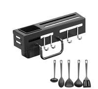 Support mural pour couteaux, étagère à couteaux murale | Porte-couverts mural | Support mural multifonction sans perçage avec crochets pour ustensiles de cuisine, utilisation