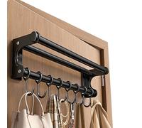 Support mural pour couteaux, support d'ustensiles de cuisine économiseur d'espace avec crochet, support de rangement pour pelle d'ustensiles de cuisine, facile à nettoyer (Black, 50CM+10Hooks)