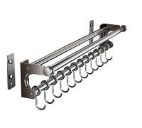 Support mural pour couteaux, support d'ustensiles de cuisine économiseur d'espace avec crochet, support de rangement pour pelle d'ustensiles de cuisine, facile à nettoyer (Grey, 40CM+8Hooks)