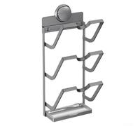 Support mural pour couvercle de casserole avec plateau de vidange - Design rainure en forme de U pour économiser de l'espace - Organiseur de cuisine pour installation de porte d'armoire, blanc (gris L