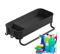 Support mural pour éponge d'évier - Support de vidange monté, panier de rangement sans perforation, organiseur de vaisselle avec crochets de suspension et barre de support | Accessoire de station de