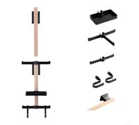 Support mural pour équipement de vélo en bois de hêtre et ABS pour casque, lunettes, ordinateur de cyclisme, design coulissant réglable, finition orange (B)