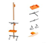 Support mural pour équipement de vélo fabriqué en bois de hêtre et ABS pour casque, lunettes, ordinateur de vélo, design coulissant réglable, finition orange (C)