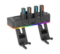 Support mural pour manette Nintendo Switch 2 avec RVB pour l'éclairage, support de charge ABS compact pour l'organisation de la salle de jeux, couleur noire, support facile à installer pour un