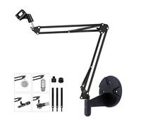 Support mural pour microphone avec bras pliant compatible avec Blue Yeti Snowball Nano X S and Razer HyperX Elgato USB microphone pour streaming, diffusion, scènes, YouTube, cours en ligne
