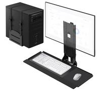 Support mural pour moniteur et clavier avec support CPU pour moniteurs 32" (25 kg max), plateau de clavier (charge de 2 kg) et support CPU (capacité de 10 kg) - Hauteur réglable, avec tapis de souris