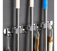 Support mural pour organisateur de vadrouille, crochet de balai, crochet de rangement en acier inoxydable, accessoires d'organisation de cuisine et de salle de bains Grey 2