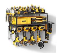 Support mural pour outils électriques - Charge de 90,7 kg - Support de rangement à 3 couches avec 4 supports de perceuse pour perceuses et outils sans fil - Organiseur d'outils de garage en fer