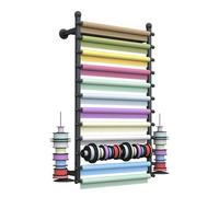 Support mural pour papier d'emballage, présentoir à rubans pour magasins de fleurs à 12 niveaux, support de rangement pour cravates, foulards, outils de couture, support de rangement pour fils (noir 4