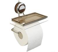 Support mural pour papier toilette, avec étagère, double ventouse en acier inoxydable et bois de noyer, rangement pour perceuse pour salle de bain, cuisine, hôtel (A)