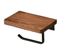 Support Mural pour Papier Toilette - Bois De Noyer, Porte-Rouleau De Papier Toilette, Unité Montée | Conception De Barre Transversale sans Poinçon avec Plateau De Téléphone, Salle De Bain, Toilettes,