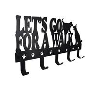 Support mural pour porte-clés, porte-clé mural, crochet en métal noir pour objets de chien, étagère de rangement de fournitures pour chiens avec 5 crochets, organisateur flottant paire