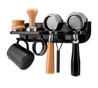 Support Mural Pour Porte Filtre À Café - Tamper, Acier Inoxydable 304, 3 Emplacements Vis, Joint Caoutchouc Anti Glissement | Outils Tasse Cuillère Nettoyeur Brosse