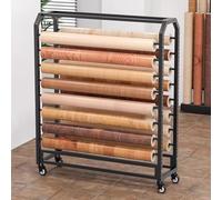 Support mural pour rouleau de tissu avec tige de suspension réglable et roulettes pour une organisation robuste