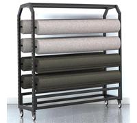 Support mural pour rouleau de tissu, support de rangement pour rouleaux de tissu commercial avec tige de suspension réglable, support de rangement mobile en acier robuste avec roues pour bobine de