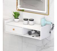 Support mural pour salon de beauté, armoire murale à suspendre avec espace ouvert, trous pour sèche-cheveux et tiroir